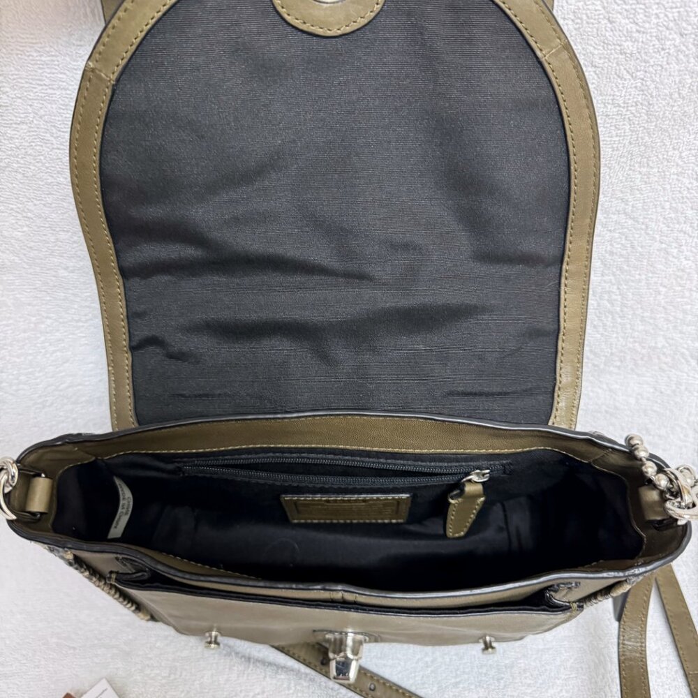 COACH Bleecker Python Mini Messenger Sv/Natural Olive - Picture 10 of 16
